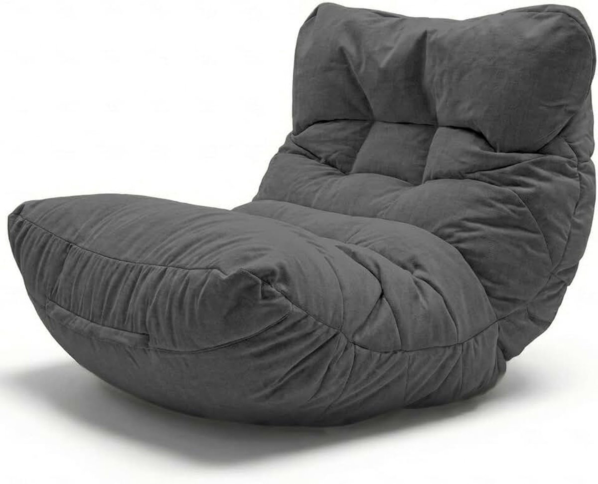 Luxe Zitzak voor Woonkamer of Slaapkamer – Grote Pouf Lounge met Vulling – Moderne Bean Bag Chair Stoel voor Volwassenen of Tieners – Comfortabel XXL Vloerkussen Donkergrijs