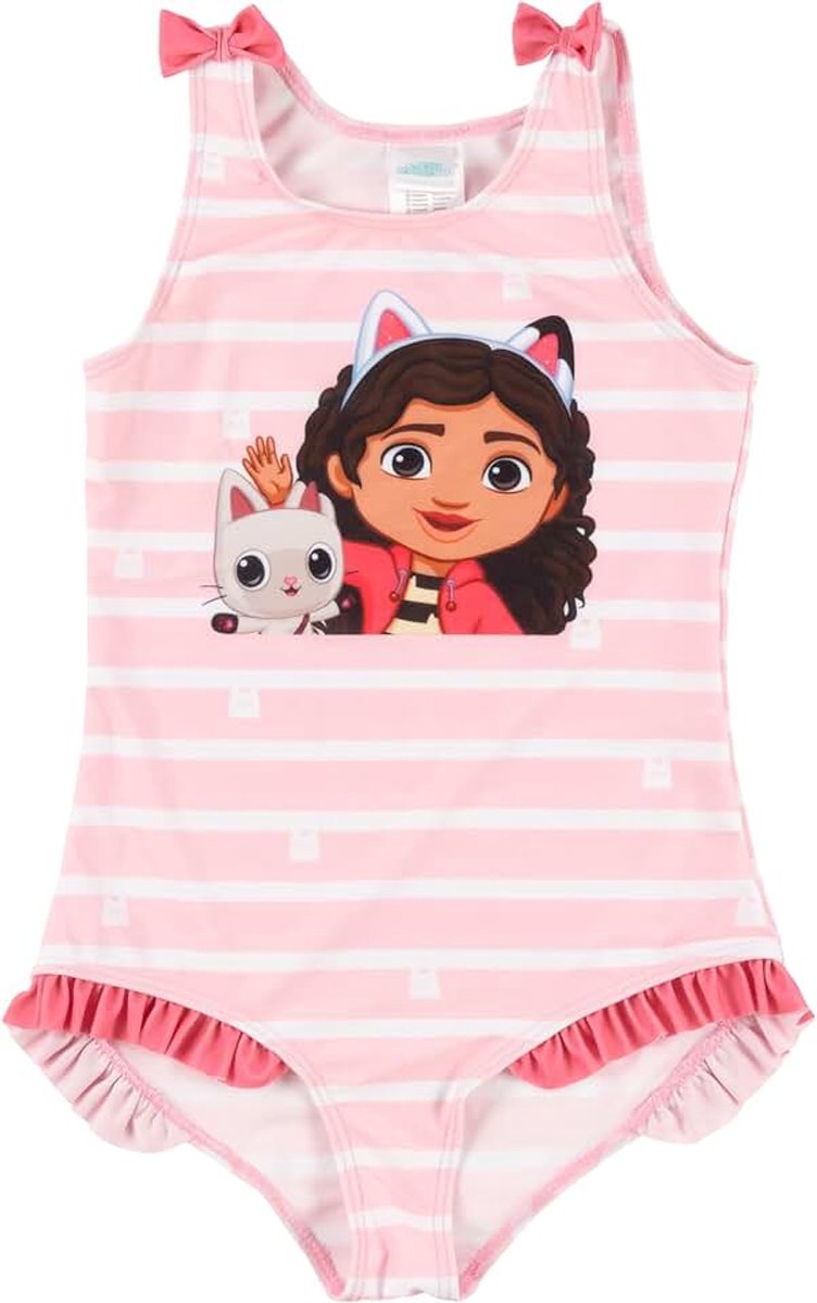 Labels Gabby's Dollhouse badpak voor meisjes met ruches, roze, zwempak voor kinderen, badmode