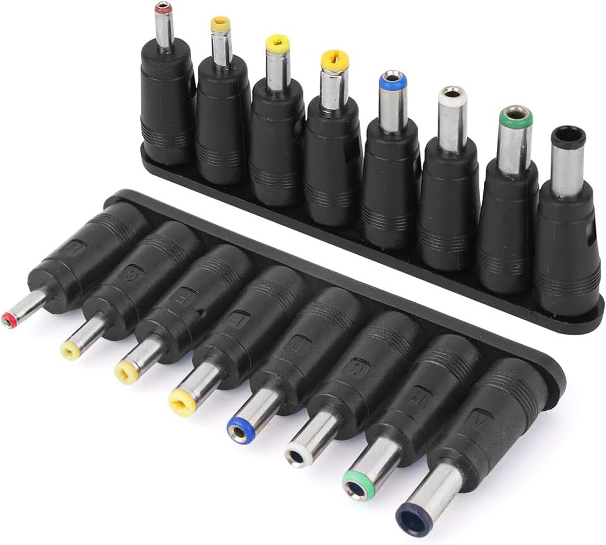 2 Stuks DC Adapterset met 8 Connectoren, Vrouwelijk 5,5x2,1mm Naar Mannelijke Jackplug van Verschillende Afmetingen Tips voor Voedingsconversie voor Monitor Webcam Router en Mini-PC