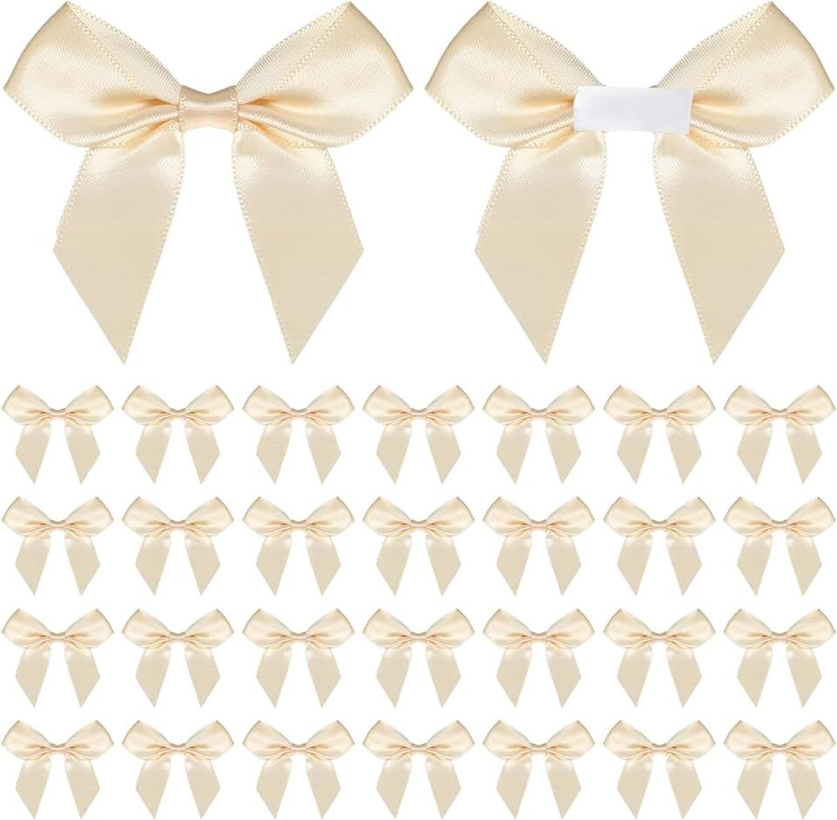 Strikken voor knutselwerk, satijnen linten, strikken, 5 cm, zelfklevend, voor geschenkverpakking, voorgebonden strik met dubbelzijdig plakband, voor bruiloft, cadeau, bakkerij