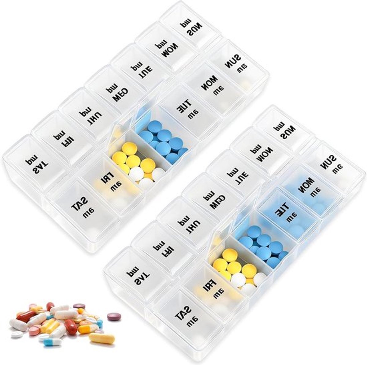 Grote medicijnbox met 7 dagen pillendoos - transparant en handig in gebruik
