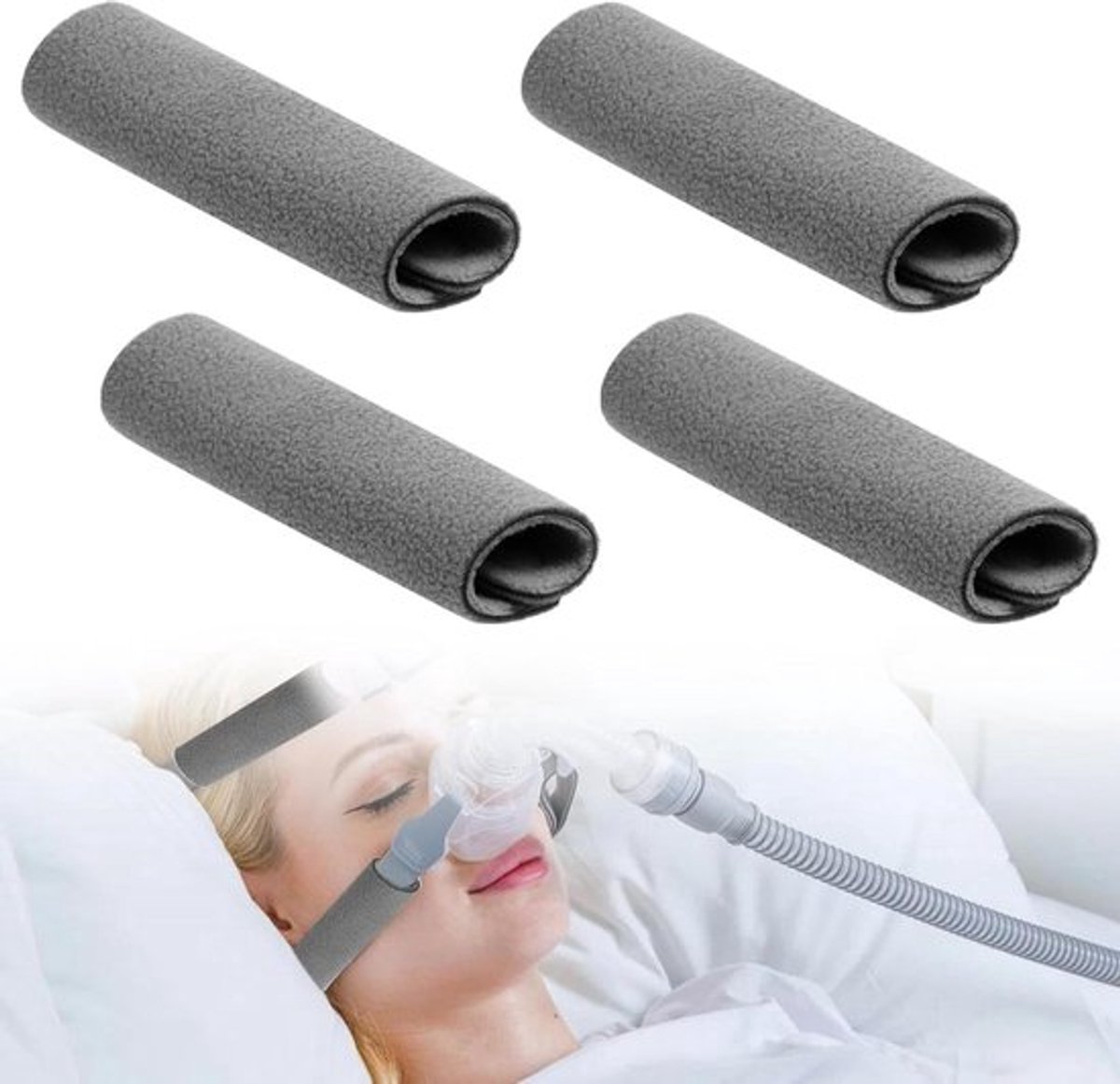 4 Stuks Zachte CPAP Hoofdband Kussens - Comfortabele & Ademende Nekbeschermers