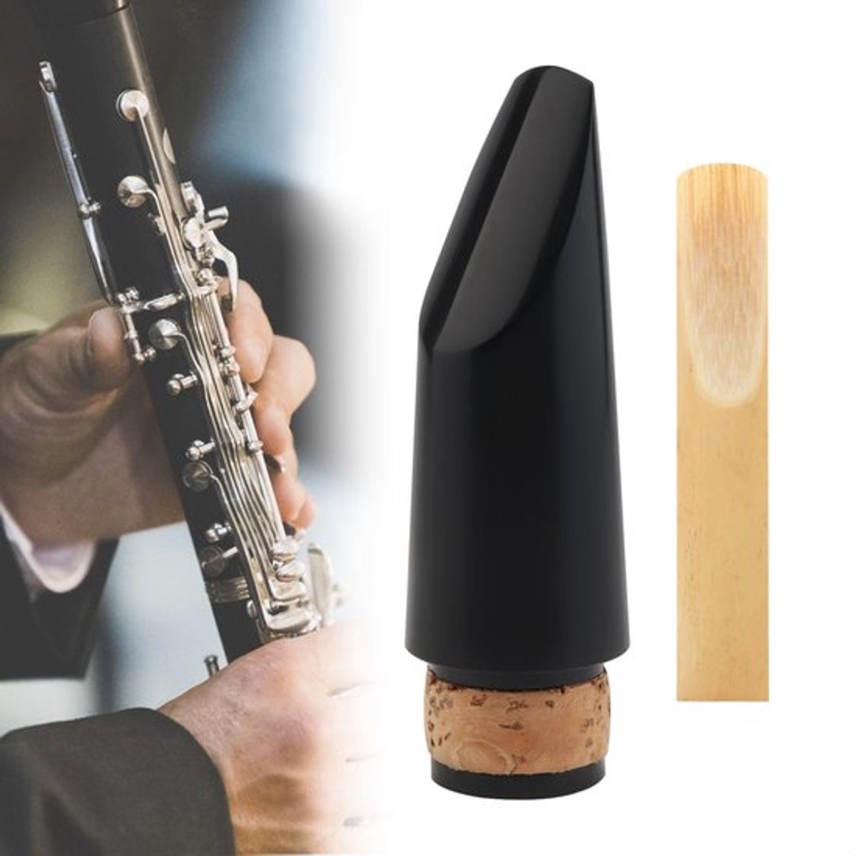 Dailygoods- Klarinet Mondstuk Draagbaar - Klarinet Riet - Stevig - Voor Beginners - 90 mm Lengte - Hoogwaardige Kwaliteit