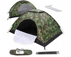 Tente de camping - Tente 2 personnes - 200x150x110 cm - Oxford - Montage rapide - Camouflage - avec maille - Anti-moustiques & respirante - Tente de tourisme - Pour la pêche, la randonnée et la plage - Portable