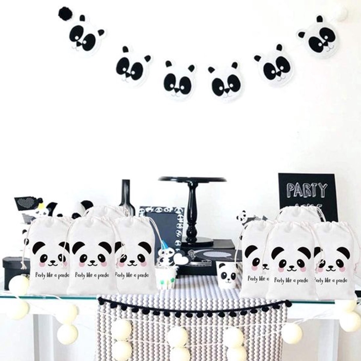 Partytasjes 12-pack - Panda Thema - Gift Goodie Candy Treat Zakken - Babyshower - Verjaardagsfeest Benodigdheden