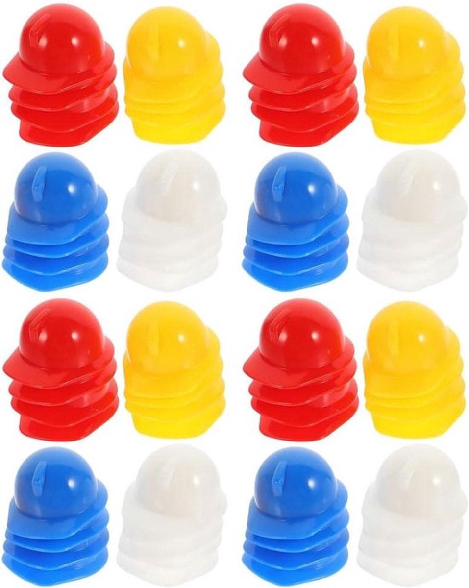 Mini bouwhelmen van kunststof voor poppen en decoratie - 80 stuks