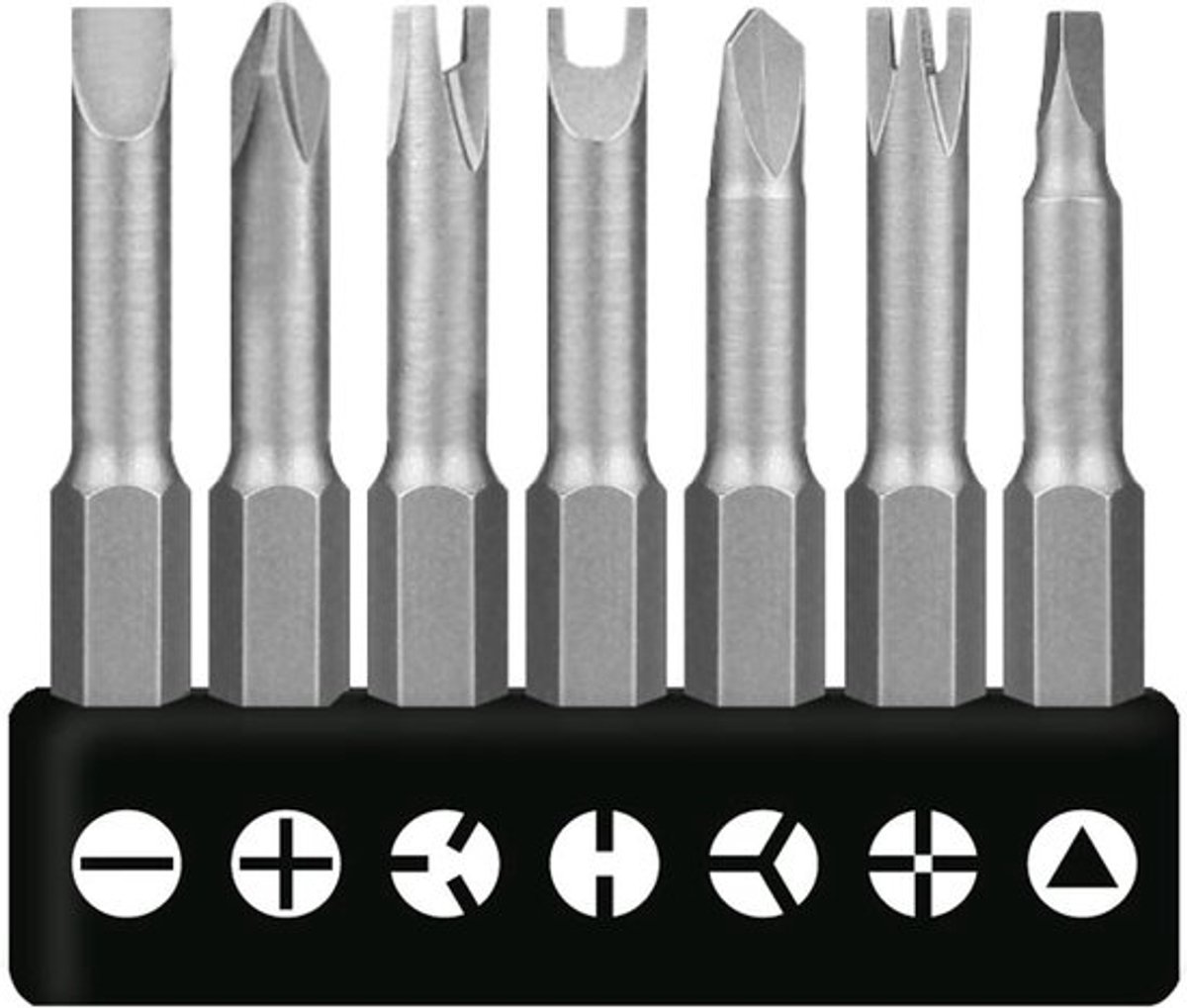7-delige schroevendraaierset met speciale vormen en bits
