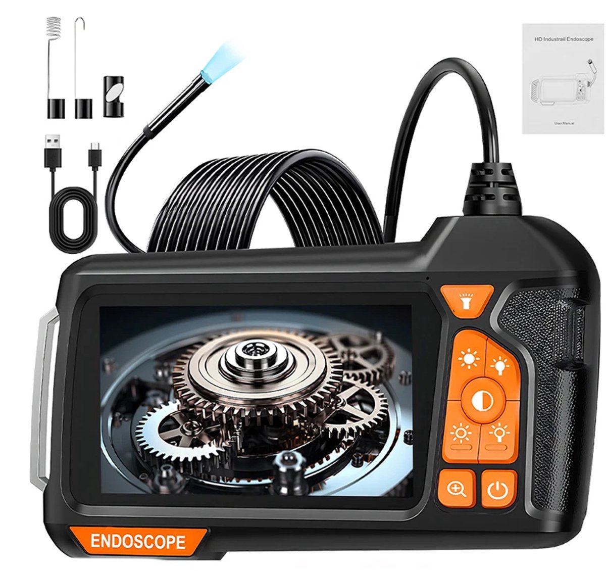 5 meter lange endoscoop - met een 4,3-inch LCD-scherm - 1080P HD - endoscoopcamera – camera met een diameter van 5,5 mm – inspectie van leidingen bij autoreparaties