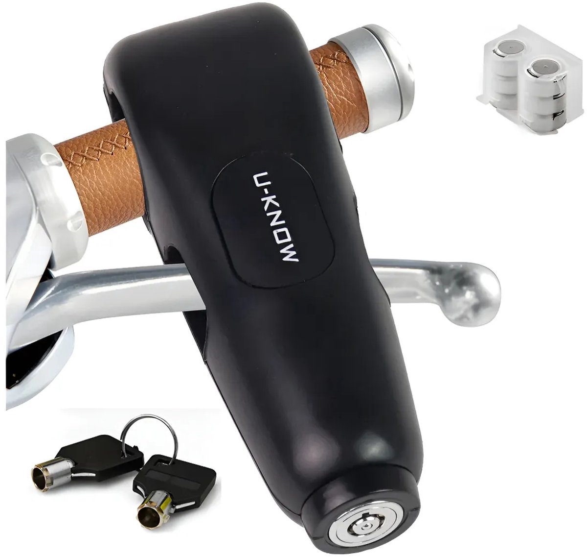 Casalora Schijfremslot - Remschijfslot - Motorslot, Scooterslot met Alarm – 110 dB alarm - Zwart