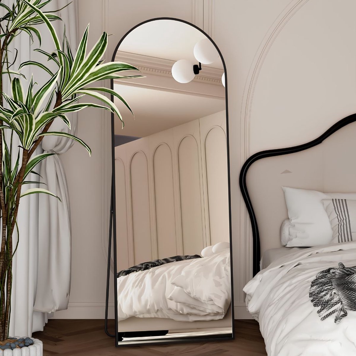 JCP® Passpiegel Staand - Passpiegels - Staande Spiegel - Zwart - 162cm x 53cm x 2cm