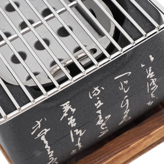 Houtskoolgrill - Hibachi Grill Yakitori - Buiten Koken - Gelijkmatige Warmte - 26 x 15 x 14 cm - Zwart — afbeelding 3