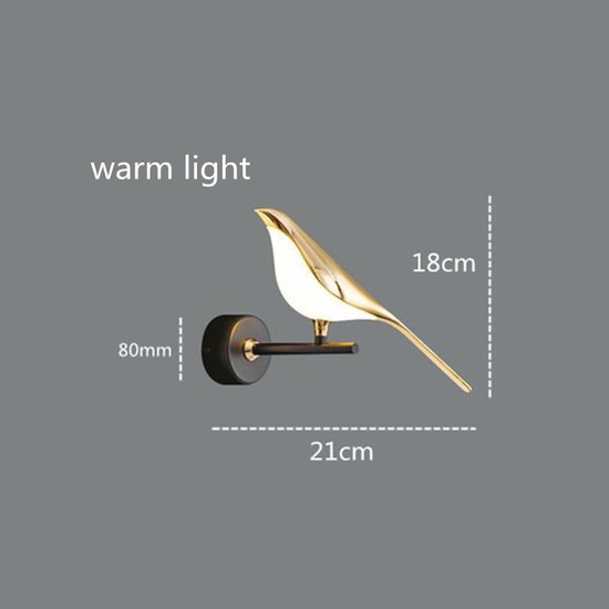 Moderne LED-wandlamp in de vorm van een ekster – decoratieve binnenverlichting voor woonkamer, slaapkamer of eetkamer; ook geschikt voor keuken en badkamer. — afbeelding 2