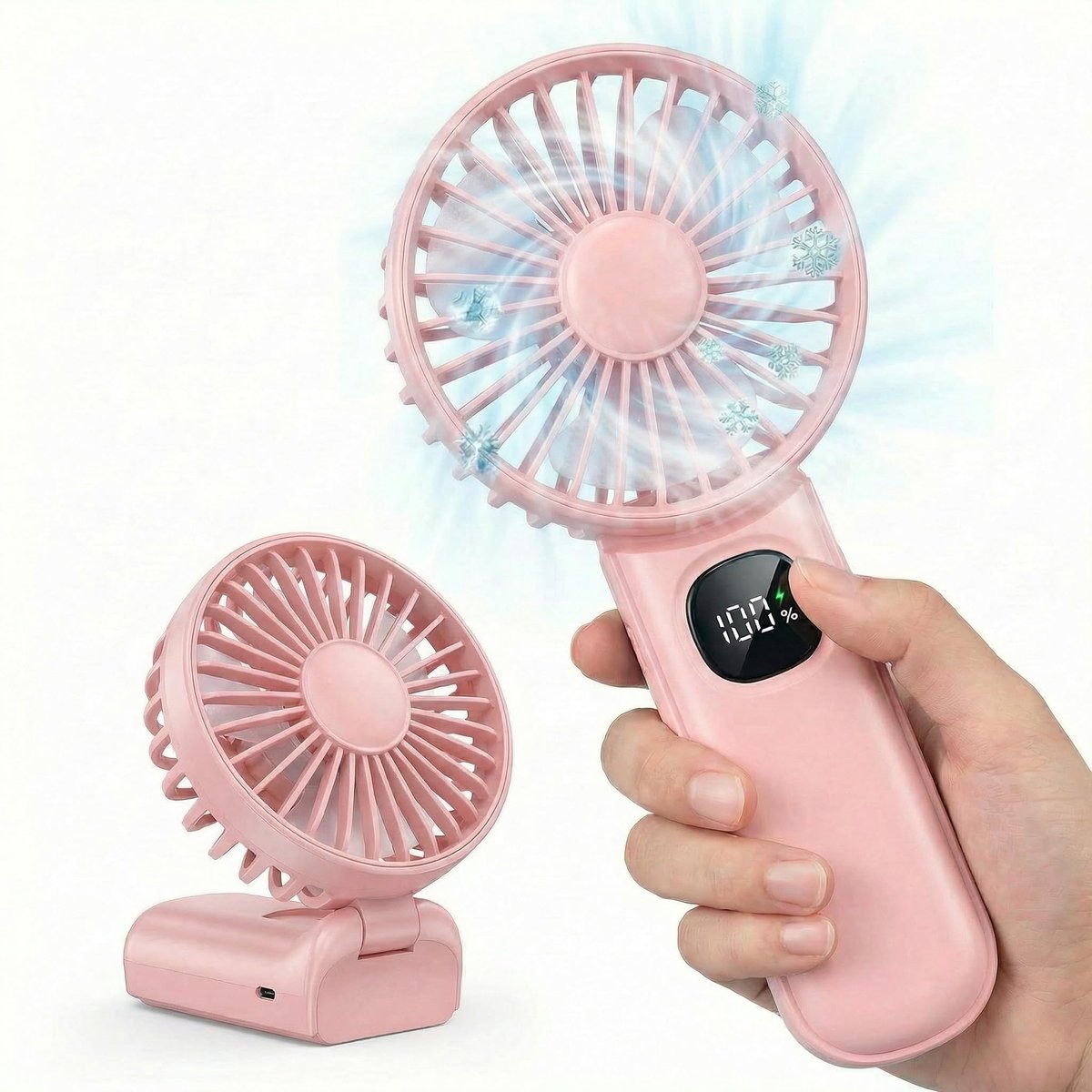 Handventilator mini-USB - oplaadbaar - 5 windsnelheden - stil voor reizen - SnelShoppen
