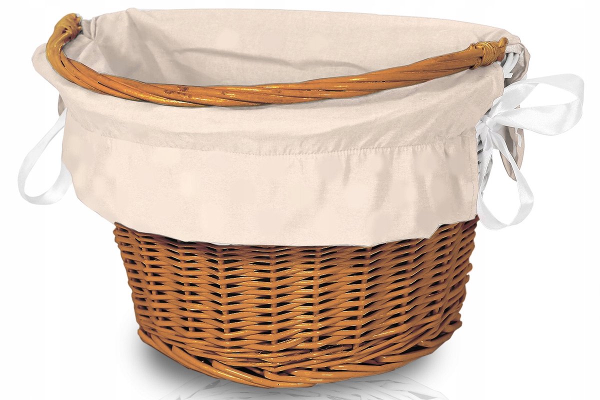 Rieten Fietsmand Afneembaar met Voering - Beige