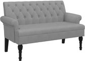 vidaXL - Bankje - met - rugleuning - 120x62x75,5 - cm - stof - lichtgrijs