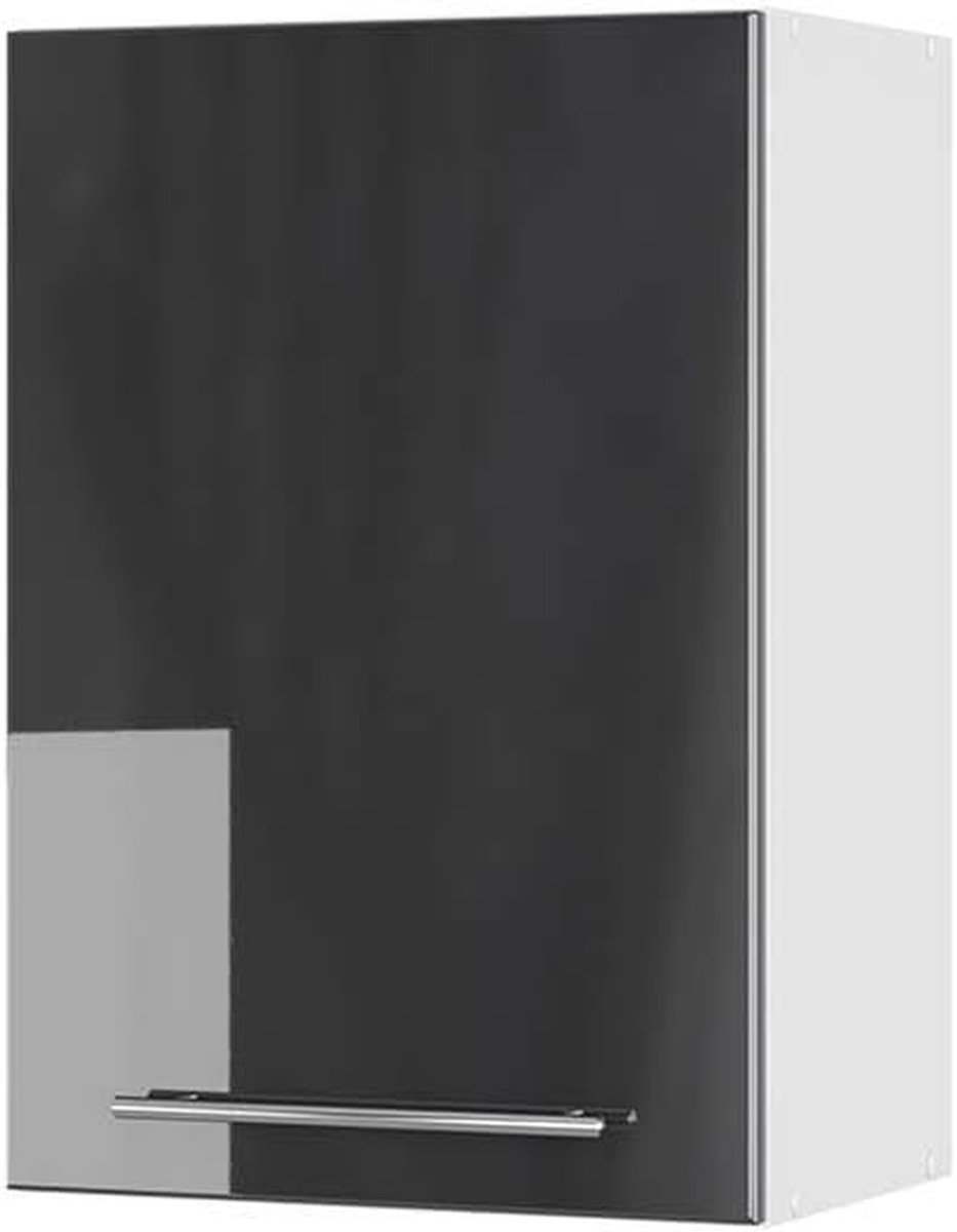 Keukenkast - Hangend meubel - Keuken organiseren - Softclose scharnieren - 50 cm breed - Antraciet hoogglans