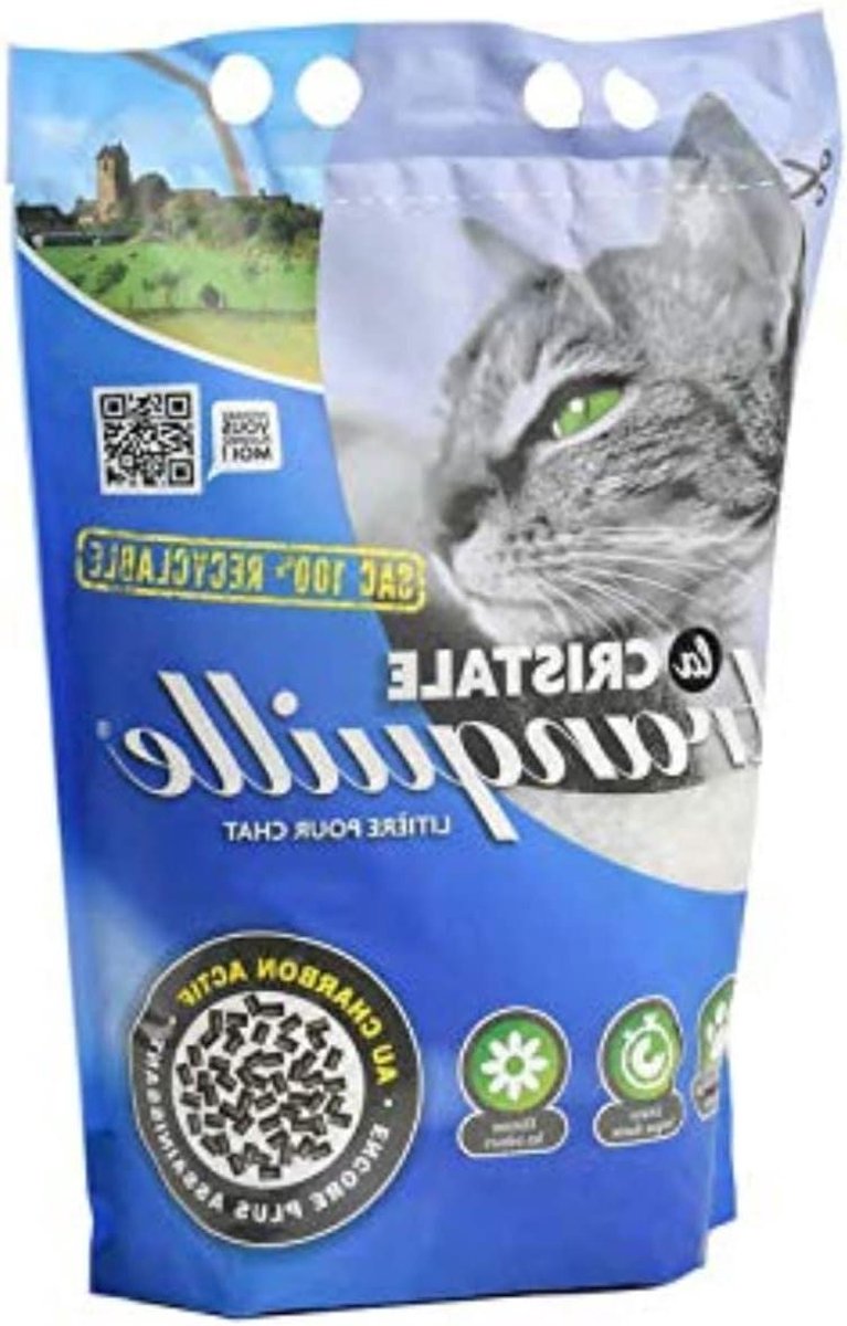 Kattenbakvulling Kristal - Klaar voor gebruik - Frisse Geur - Actieve Kool - 395 liter - Transparant