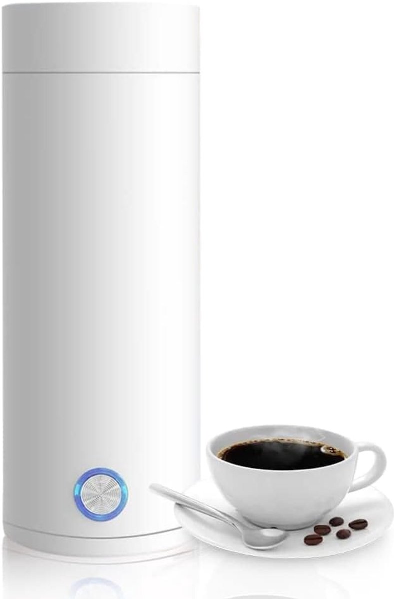 Draagbare 3-in-1 reiswaterkoker - Elektrische waterkoker Geschikt voor het zetten van thee, koffie en babyvoeding; automatische uitschakeling; gemaakt van voedselveilig materiaal (wit).