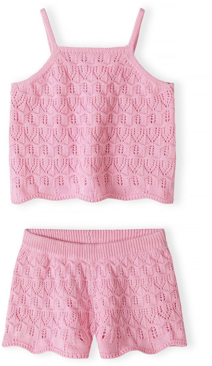 Minoti gehaakte kledingset meisjes - katoen - roze