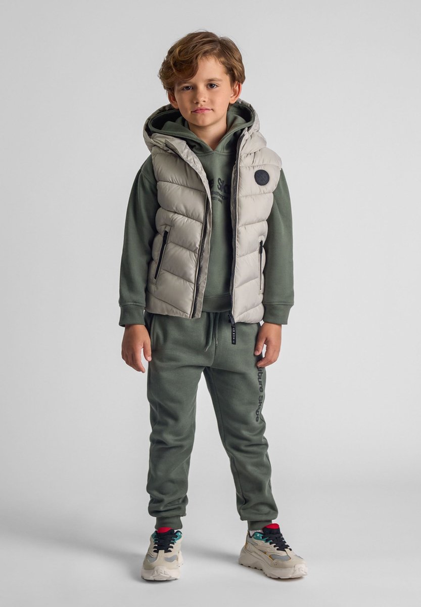 Minoti gewatteerde bodywarmer jongens met capuchon – rits Grijs
