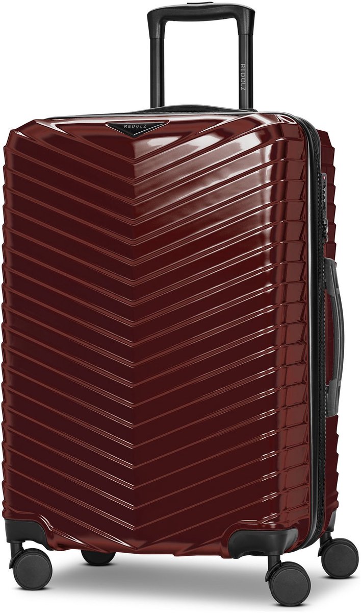 Redolz Essentials 18 2.0 4 wielen Trolley M 66 cm met uitbreidingsplooi - Harde bagage - TSA slot - metallic-red shiny