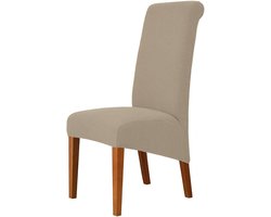 Stoelhoes, grote stoelhoezen, stretchhoezen, XL stoelhoezen, hoezen voor grote eetkamerstoelen, wasbaar, zandkleur, 6 stuks