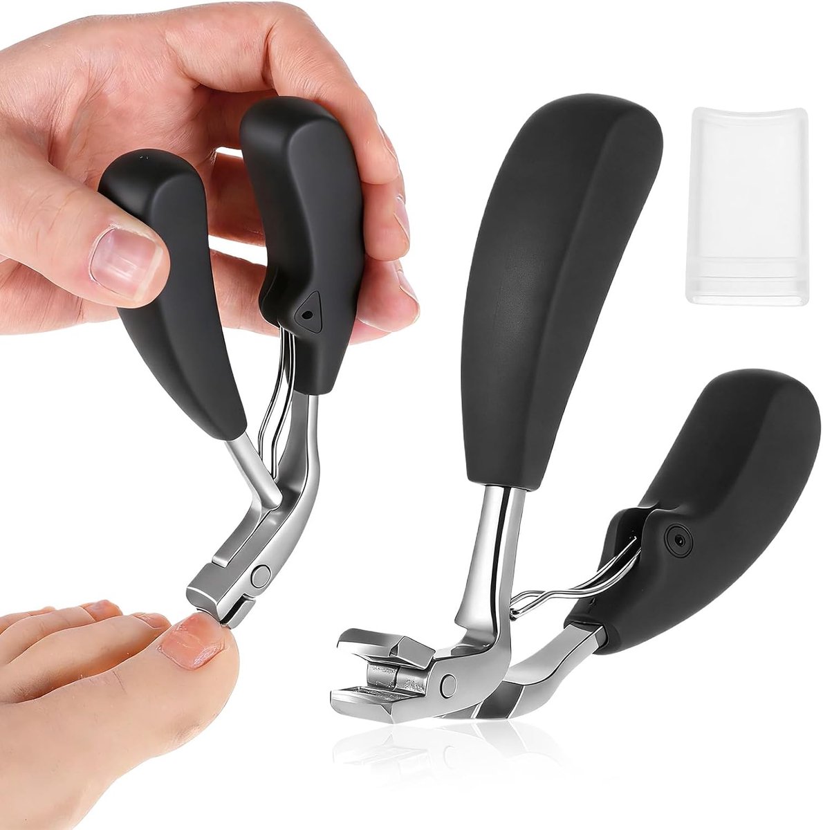 Teennagelknipper met lange steel, zware teennagelknipper voor dikke teennagels en vingernagels, ergonomische nagelknipper voor volwassenen, senioren