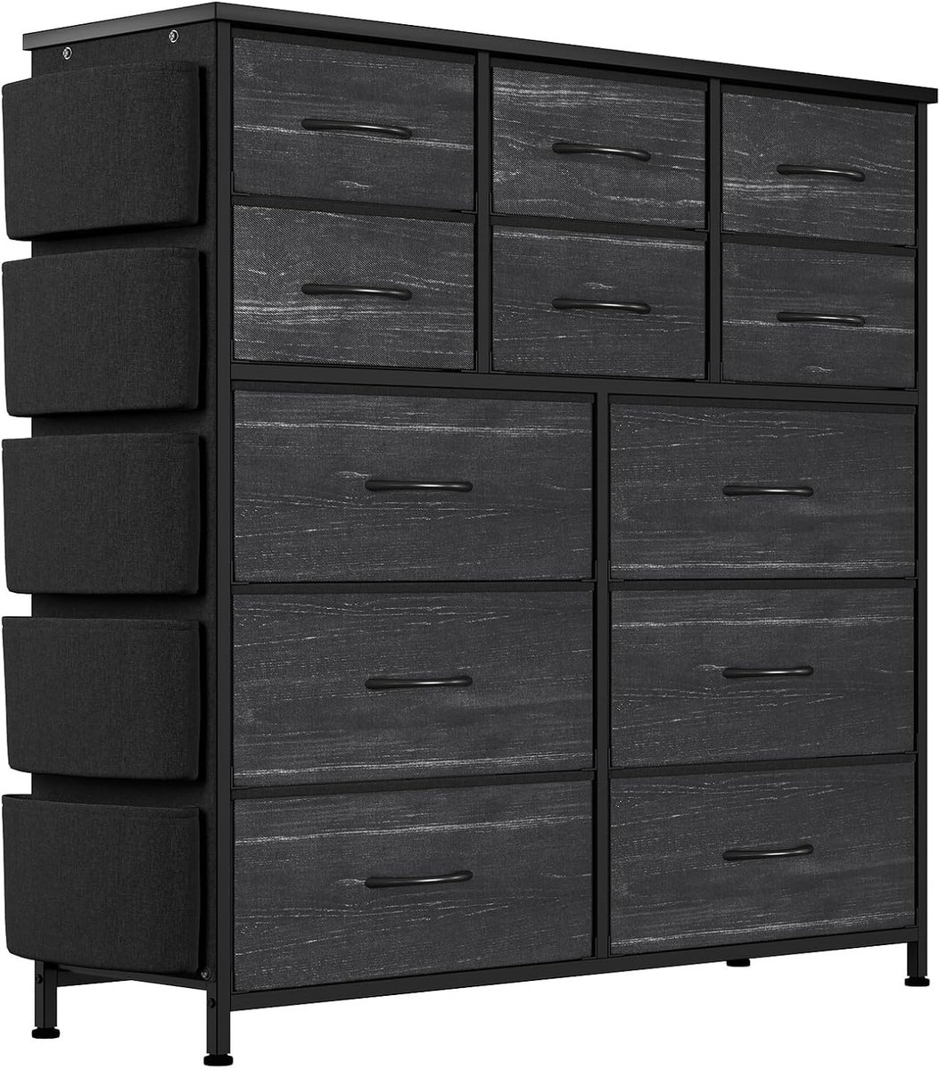 Triumpunpre - Ladekast met 12 Lades en 5 zijvakken 2 haken- opbergkast sideboard organizer voor slaapkamer, kinderkamer, kledingkast, gang, entree - Deco