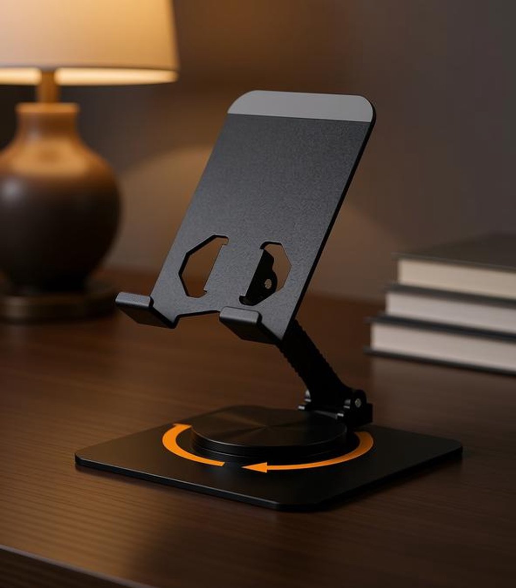 Huis Geluk Stabiele Telefoonhouder voor Bureau, In Hoogte Verstelbaar, 360° Draaibaar, Universele Houder voor Telefoon en Tablet