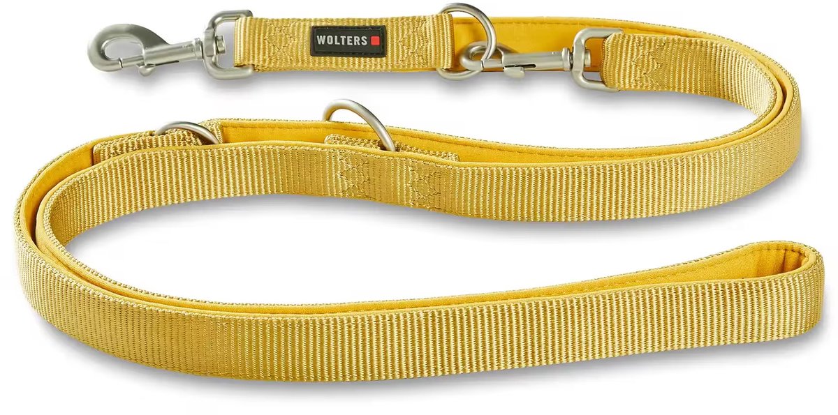 WOLTERS honden uitlaatriem comfort | curry yellow | Maat L | SoftGrip | Nylon en Neopreen | 2 Meter | 200cm x 20mm