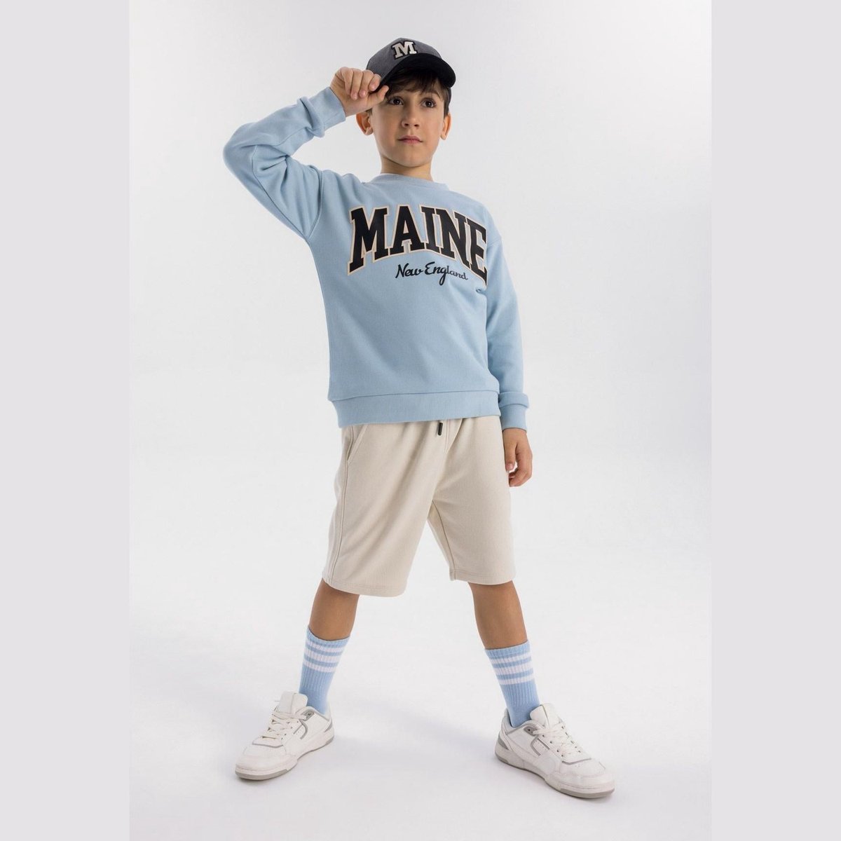 Minoti sweater jongens met ronde hals - katoen - blauw