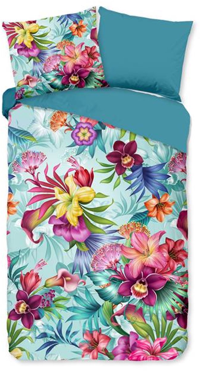 Pure dekbedovertrek felgekleurde planten - 1 persoons 140x200/220 cm - Multi - Microvezel