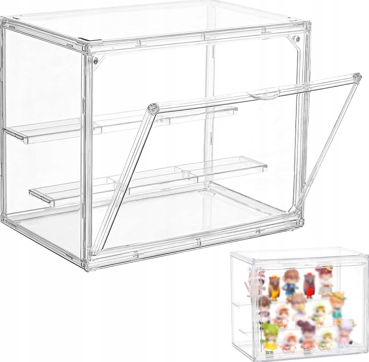 Transparante Acryl Vitrine 3 Lagen met Magnetische Deur