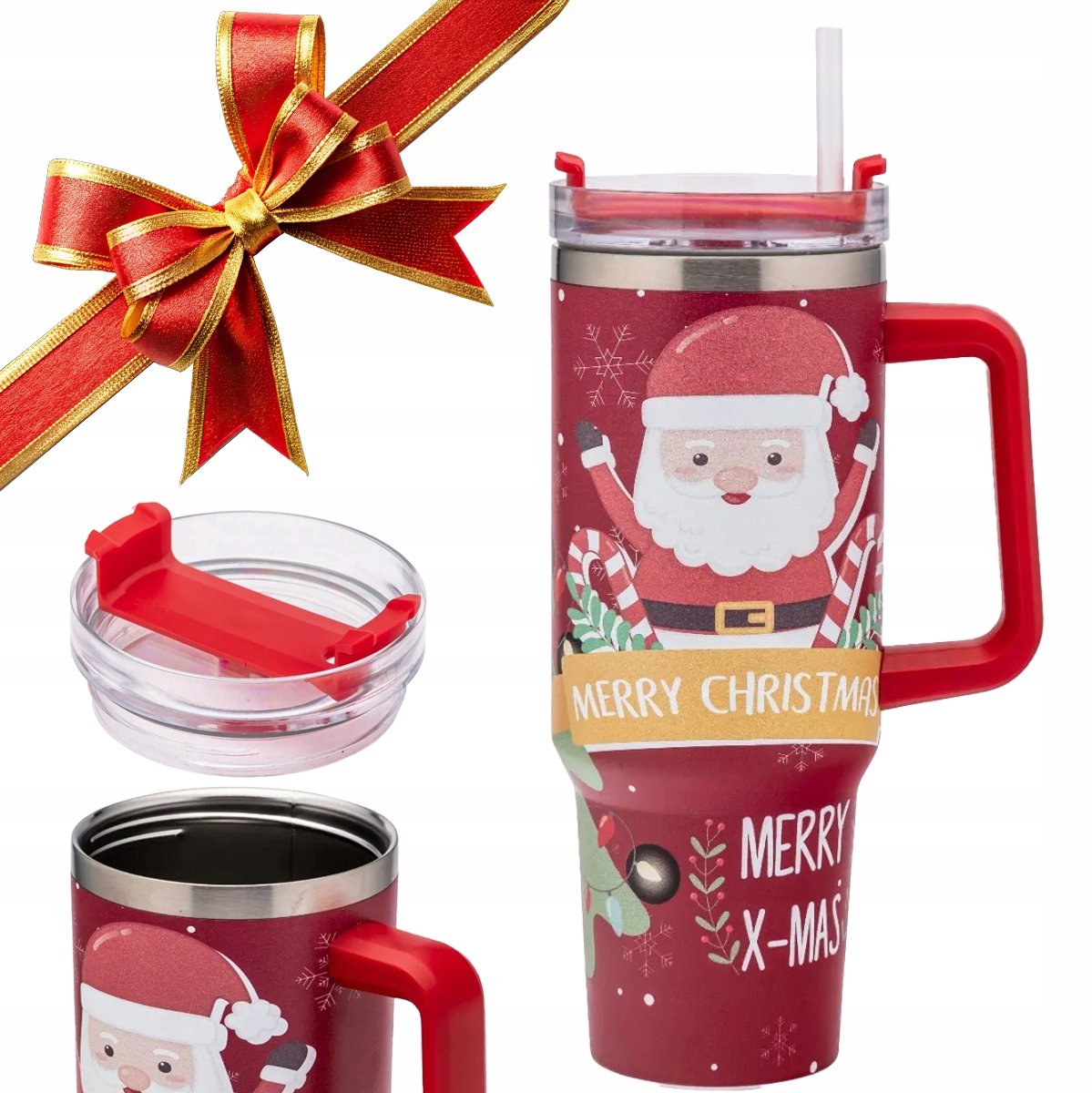 Altom Design Thermosbeker met Riet 1,2L - Kerst Mikołaj