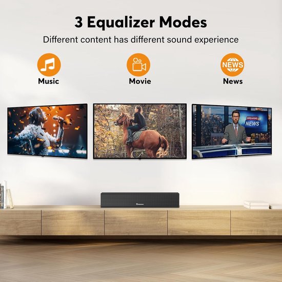 Soundbar met Subwoofer - Tv Luidspreker - Film Kijken - Spraakverbetering 6 Niveaus - 15 inch - Zwart van Merkloos — afbeelding 2