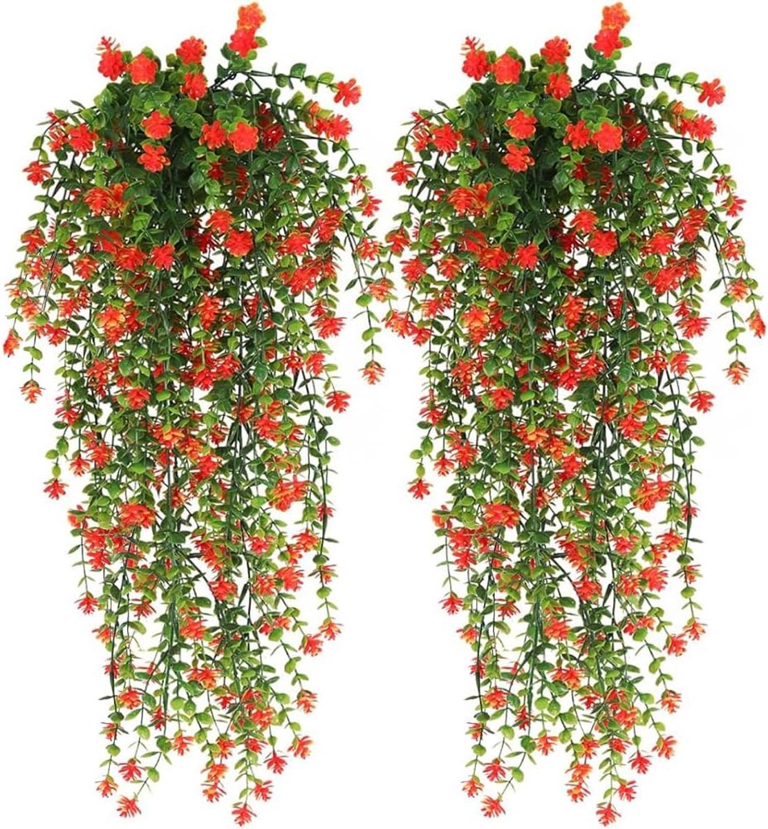 Kunstbloemen Rode Bloemenrank – Set van 2 – 78 cm Kunstbloemenslinger – Realistische Kunstbloemen met Bladeren – Flexibele Decoratieve Rank voor Woonkamer, Balkon, Tuin & Feestdecoratie