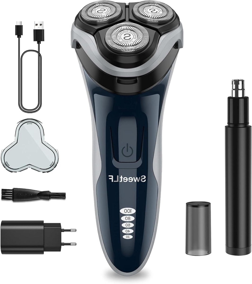 Elektrisch scheerapparaat - Baardtrimmer - Persoonlijke verzorging - Waterdicht IPX7 - 330 g - Zwart