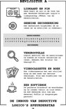Pièces à conviction : carte d'identité, badge, décodeur, loupe, vidéocassette, livre, tasse à café.