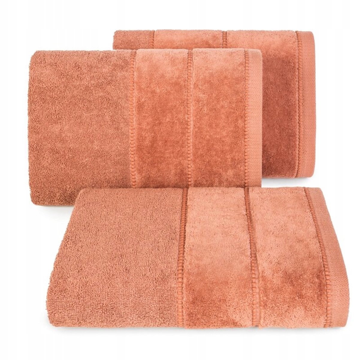 Inmari Handdoek 50x90 cm - Zacht Velours Boord - Terracotta