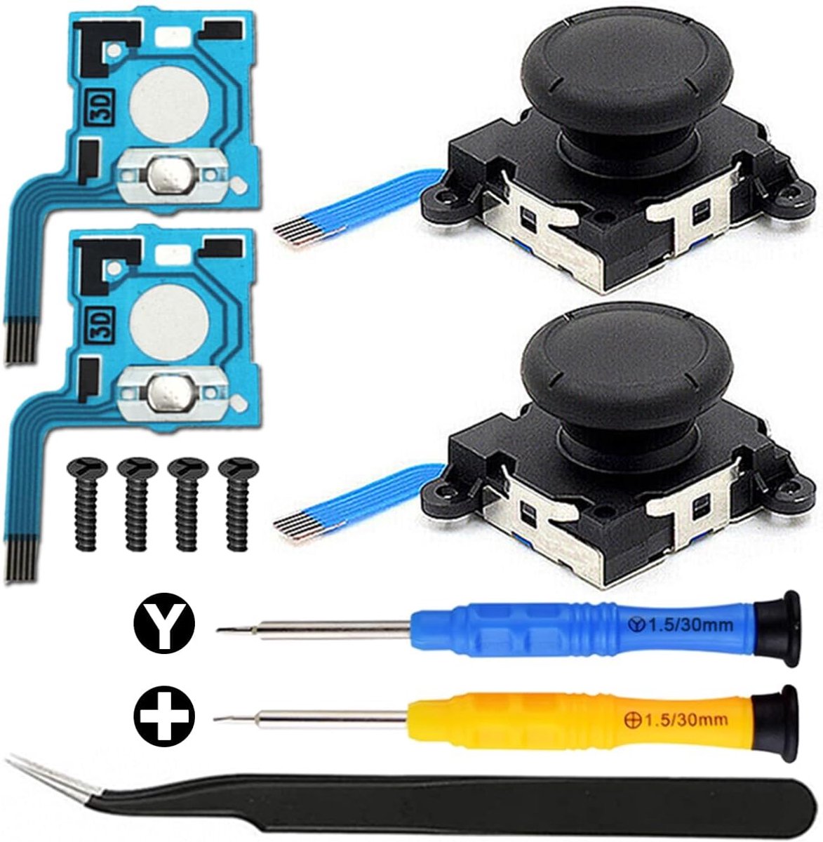 Nintendo Switch (Oled Model/Lite) Joystick Analoge Duim Stick Vervanging Links/Rechts Joy-Con Controller met geleidende Film en Drift Fix Tools (Y1.5/+1.5 schroevendraaier)