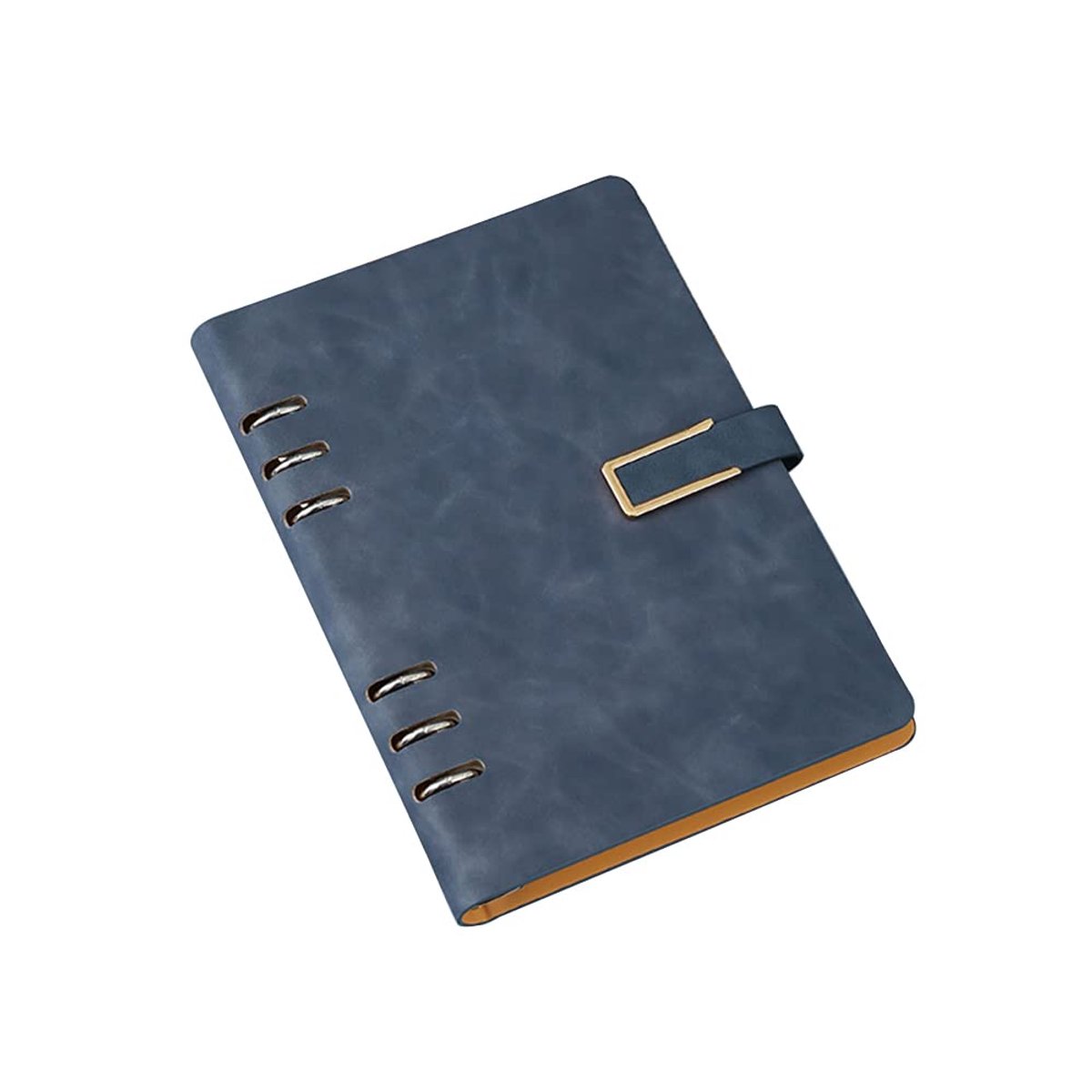 A5 Ringband Notebook 6 Ring A5 Binder Lederen Cover Notebook met Navulpapier Reisbindmiddel Journal Persoonlijke Planner Zakelijk Donkerblauw