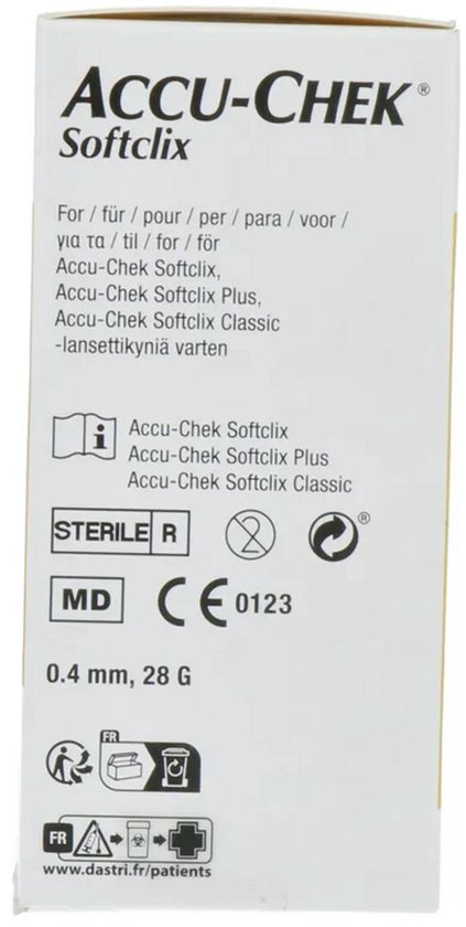 ACCU-CHEK Softclix, Softclix Plus, Softclix Classic - lancetten. 0.4mm, 28G. Steriel.