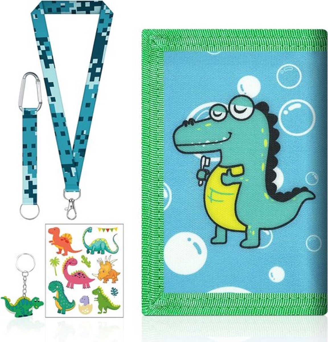 Trifold Portemonnee Dinosaurus Kinderen Borsttas Cadeau