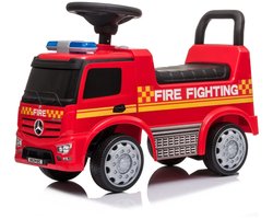 Mercedes Antos Brandweer Loopauto 1 tot 3 jaar – Officieel Gelicentieerde Mercedes-Benz Brandweerwagen met Sirene & Verlichting – Binnenspeelgoed Peuter met Blokstandaard & Opbergvak – Rood
