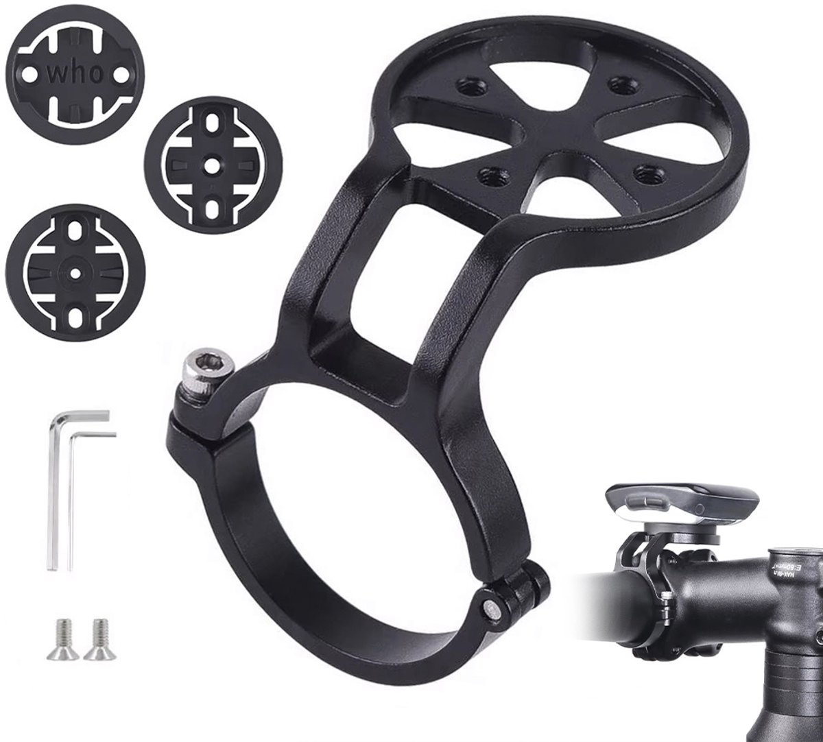 Fietscomputerhouder voor Garmin, Bryton en Wahoo - met GPS - Mountainbikehouder - Aluminiumlegering - Zwart