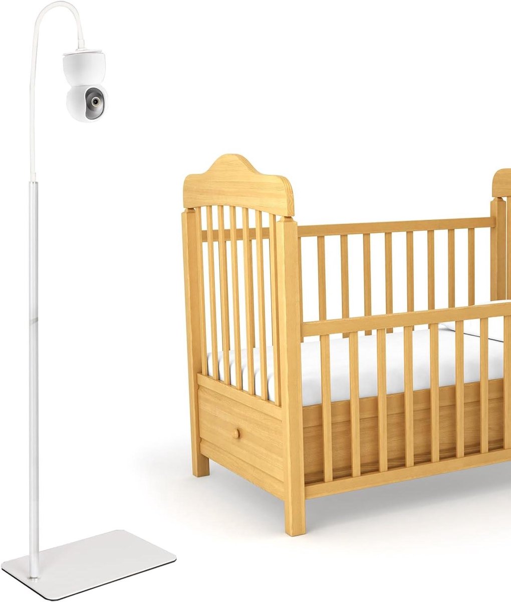 Babyfoonhouder Vloerstandaard - Monitor Standaard - Baby Bewaken - 360 Graden Draaibaar - 95-180 cm Hoogte - Wit