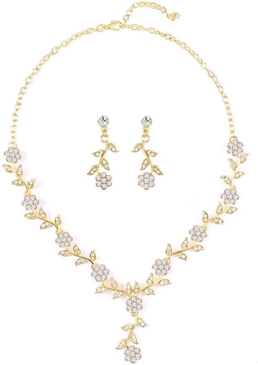 Ketting en Oorbellen Druppelvormige Dames Sieraden Set Bruiloftsieraden Statement Ketting Set Gala Feestelijke Sieraden Voor Bruid Bruidsmeisje
