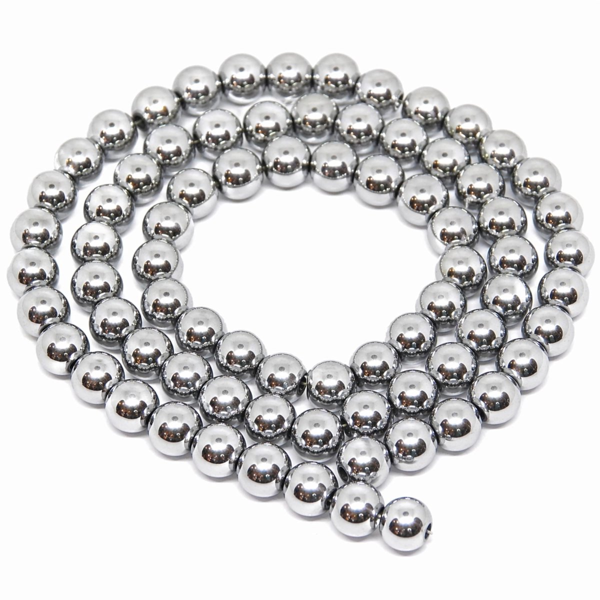 Zilveren kralen, 4/6/8 mm, voor armbanden, hematiet, rond, niet-magneet, hematiet, edelstenen, 38 cm, 1 streng (4 mm - 95 stuks)