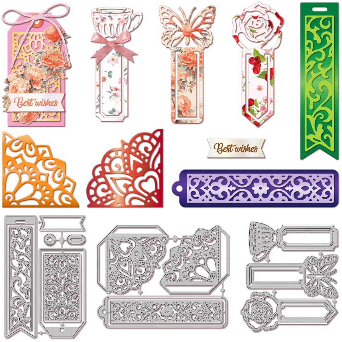 Snijmallen voor DIY Scrapbooking Metalen Label Frame Cut Dies Vlinder Bloem Hoek Die Cuts Voor Kaarten Maken Embossing Fotoalbum Craft Decor