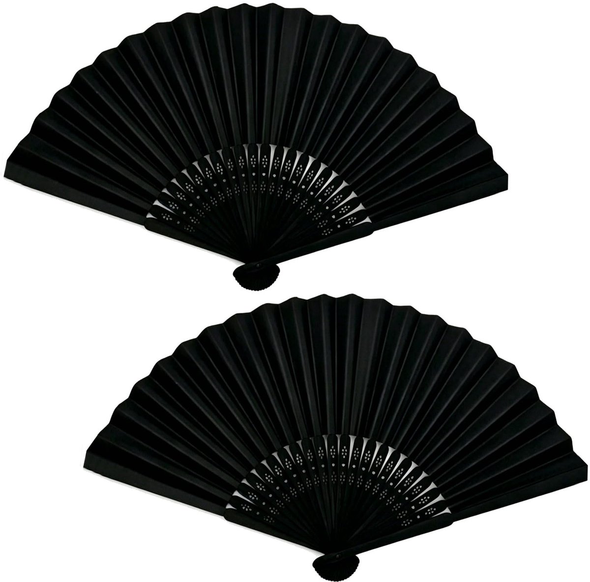 2 stuks opvouwbare waaiers, zwarte handwaaiers, stoffen waaiers, handvouwwaaiers, Chinese waaiers, geschikt voor dans, optredens, bruiloften, woonkamerdecoratie en feestgeschenken